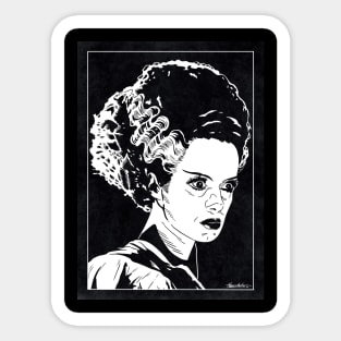 BRIDE OF FRANKENSTEIN (Black and White) Sticker